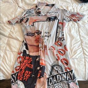 Newspaper Print Midi Dress